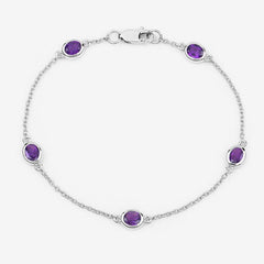 1.70 Carat Genuine Amethyst .925 Sterling Silver Bracelet