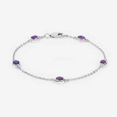 1.70 Carat Genuine Amethyst .925 Sterling Silver Bracelet