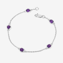 1.70 Carat Genuine Amethyst .925 Sterling Silver Bracelet