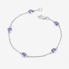 1.65 Carat Genuine Tanzanite .925 Sterling Silver Bracelet