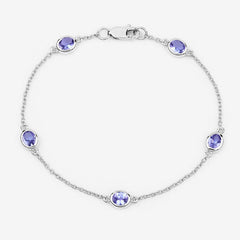 1.65 Carat Genuine Tanzanite .925 Sterling Silver Bracelet