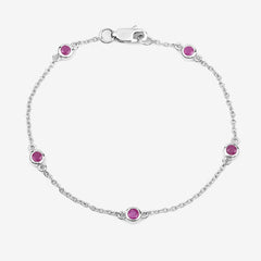 0.65 Carat Genuine Ruby .925 Sterling Silver Bracelet