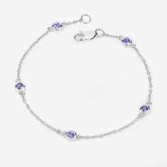 0.50 Carat Genuine Tanzanite .925 Sterling Silver Bracelet