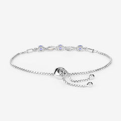 0.77 Carat Genuine Tanzanite and White Sapphire .925 Sterling Silver Bracelet