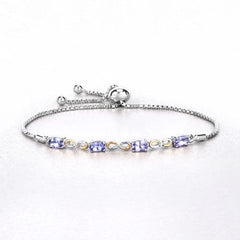 1.81 Carat Genuine Tanzanite and White Topaz .925 Sterling Silver Bracelet