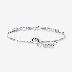 1.79 Carat Genuine Tanzanite and White Topaz .925 Sterling Silver Bracelet