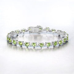 10.24 Carat Genuine Peridot and White Diamond .925 Sterling Silver Bracelet