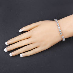 7.36 Carat Genuine Aquamarine and White Diamond .925 Sterling Silver Bracelet