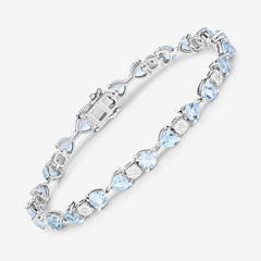 11.10 Carat Genuine Blue Topaz and White Diamond .925 Sterling Silver Bracelet