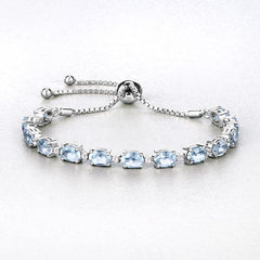 12.83 Carat Genuine Blue Topaz and White Topaz .925 Sterling Silver Bracelet