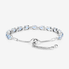 12.83 Carat Genuine Blue Topaz and White Topaz .925 Sterling Silver Bracelet