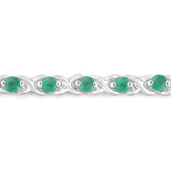 0.72 Carat Genuine Emerald .925 Sterling Silver Bracelet