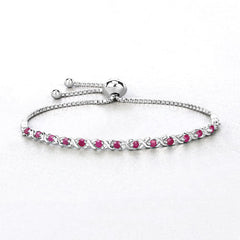 0.88 Carat Genuine Ruby .925 Sterling Silver Bracelet