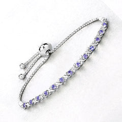 0.91 Carat Genuine Tanzanite .925 Sterling Silver Bracelet