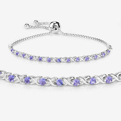 0.91 Carat Genuine Tanzanite .925 Sterling Silver Bracelet