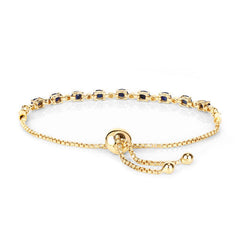 1.83 Carat Genuine Blue Sapphire and White Diamond .925 Sterling Silver Bracelet