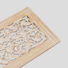20” x 63” Hand-Carved Wooden Wall Panel – Rustic Antique Mandala Design