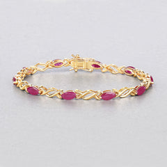 5.00 Carat Genuine Ruby 10K Yellow Gold Bracelet