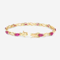 5.00 Carat Genuine Ruby 10K Yellow Gold Bracelet