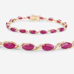 8.00 Carat Genuine Ruby 10K Yellow Gold Bracelet