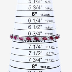 7.78 Carat Genuine Ruby and White Diamond 10K White Gold Bracelet