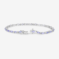 3.78 Carat Genuine Tanzanite .925 Sterling Silver Bracelet