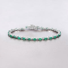 3.24 Carat Genuine Zambian Emerald .925 Sterling Silver Bracelet