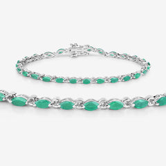 3.24 Carat Genuine Zambian Emerald .925 Sterling Silver Bracelet