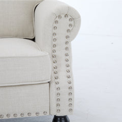 68 Inch Faux Leather Rolled Arm Sofa with Nailhead Trim