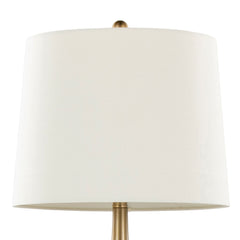 Pebble 29" Contemporary Metal Table Lamp Set in Gold with White Linen Shade - Set of 2