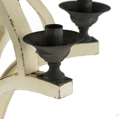 6 Light Wood Chandelier with Adjustable Chain - Cream