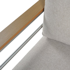 Cora Outdoor Aluminum Loveseat, Silver Frame with Beige Cushion