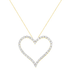 10k Yellow Gold Plated .925 Sterling Silver 3.0 cttw Round-Cut Diamond Open Heart Pendant Necklace (J-K Color, I1-I2 Clarity) - 18"