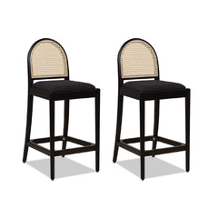 Arlin Upholstered Stool with Curved Back and Footrest - Set of 2