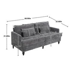 Mid Century Modern Fabric Loveseat Sofa, 2 Seat Upholstered Couch