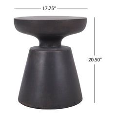 Outdoor Lightweight Concrete End Table with Half-Sphere Top, Copper