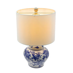 Blue and White Short Urn Ceramic Vase Lamp