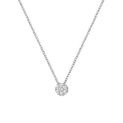 14K White Gold 1/4 Cttw Shared Prong Set Round-Ct Diamond 7 Stone Floral Cluster 18" Pendant Necklace (H-I Color, SI2-I1 Clarity)
