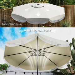 Vented Patio Table Umbrella, Outdoor Umbrella with Crank, 8 Ribs, Push Button Tilt
