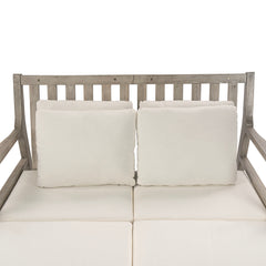 Outdoor Daybed With Four Pillows (Gray+Beige Cushion)