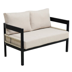 U_Style Multi-Person Outdoor Iron Sofa Set with Rattan Decoration