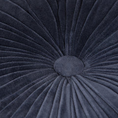 Renee Round Pouf Navy Velvet Cotton Accent Stool