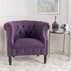 Celestialis Upholstered Club Chair with Tub Design and Rolled Recessed Armrests