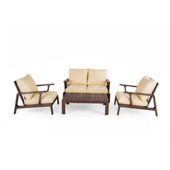 4-Piece Outdoor Sofa Set with Cushions and Coffee Table