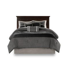 7 Piece Faux Suede Comforter Set Black California King