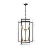 18' Modern 8-Light Black Gold Geometric Pendant Chandelier