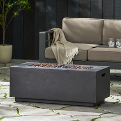 Contemporary Outdoor 40,000 BTU Propane Fire Pit Light Grey MgO Concrete 40'