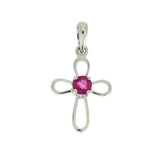 .22ct Ruby Cross Religious Pendant 10KT White Gold