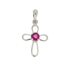 .22ct Ruby Cross Religious Pendant 10KT White Gold
