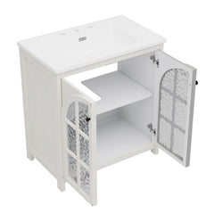 31' Vintage Farmhouse Bathroom Vanity with Ceramic Sink